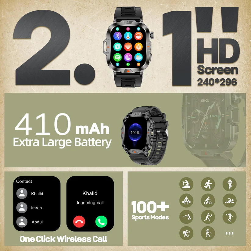 Blaktron Storm Hiking Smartwatch – 2.01” HD Display | Bluetooth Calling | 100+ Sports Modes